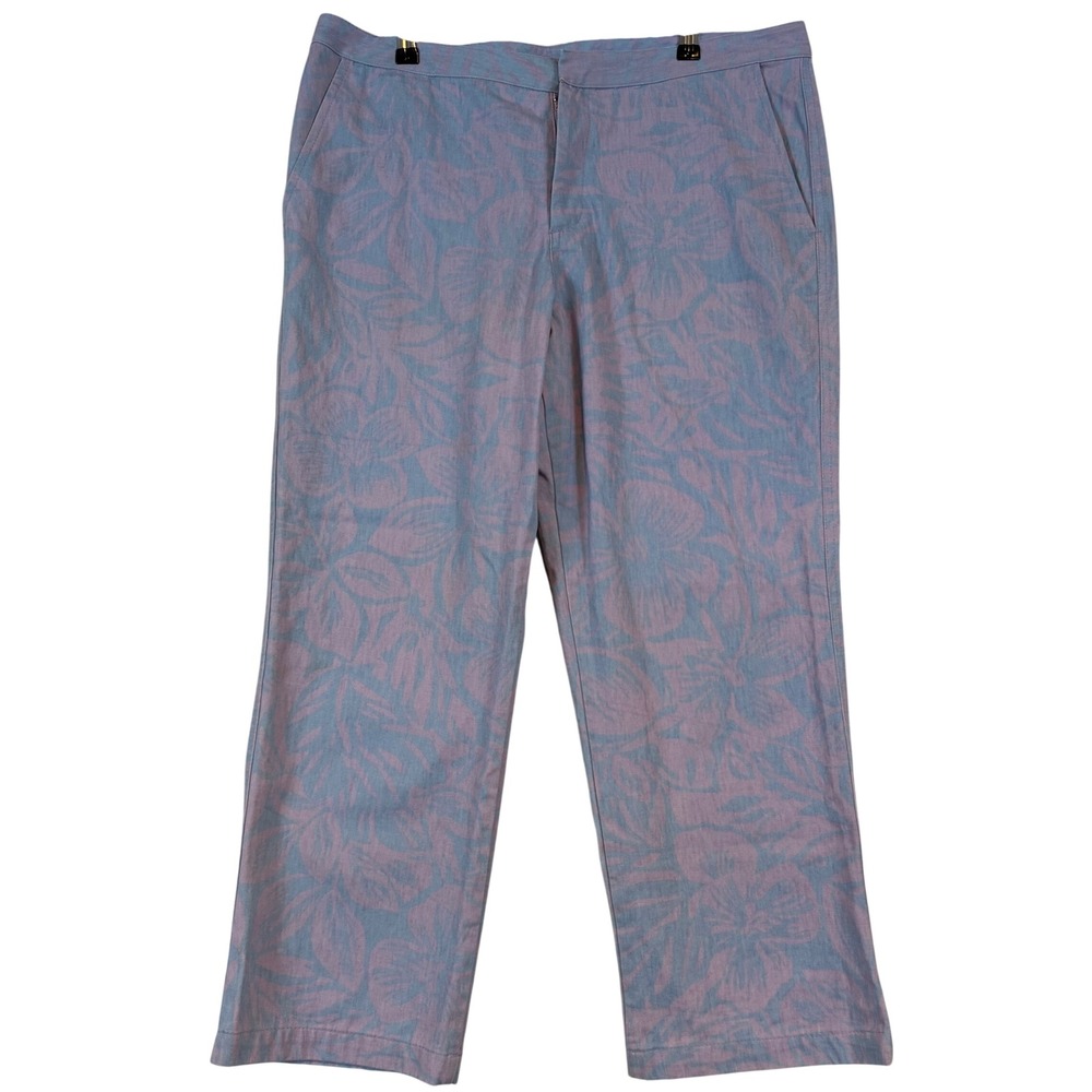 Sanctuary Chino Pants Womens 14 Blue Purple Tropical Floral Coastal Summer 90's